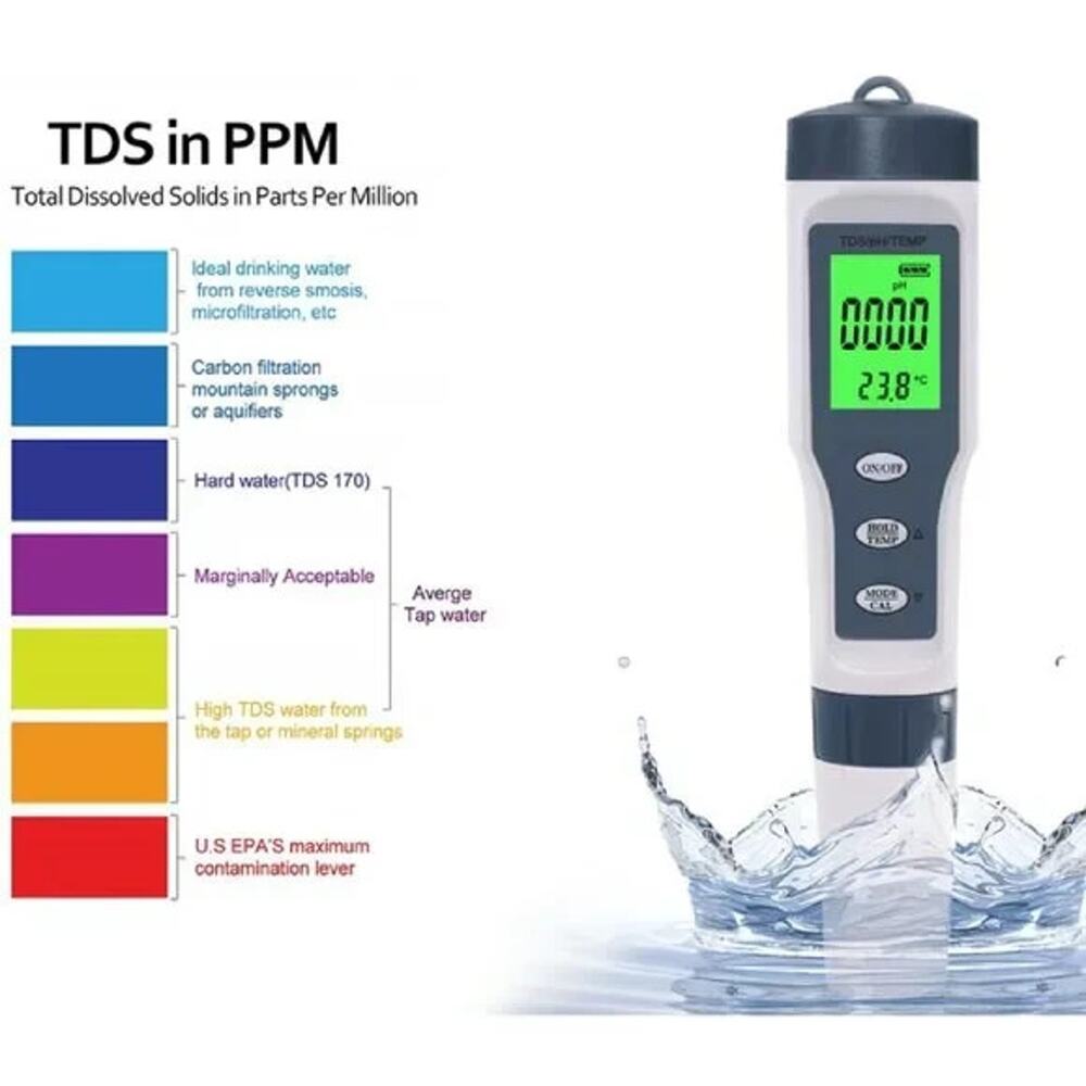 3 in 1 Digital PH Meter with ATC PH Tester, TDS/PH/Temperature Meter - Picture 2 of 6